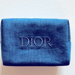 Dior Beaute Make up Authentic Denim New Bag w/Silver Charm, Gray Interior